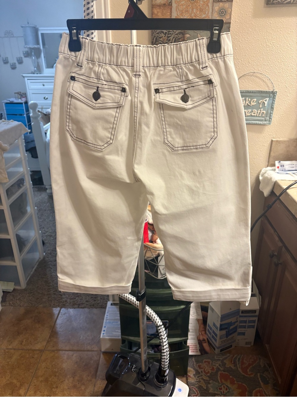 Flamingoals Women's Cream Utility Bermuda Shorts with Front Pockets - Picture 6 of 12